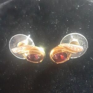 Elegant Gold Tone and Purple Earrings